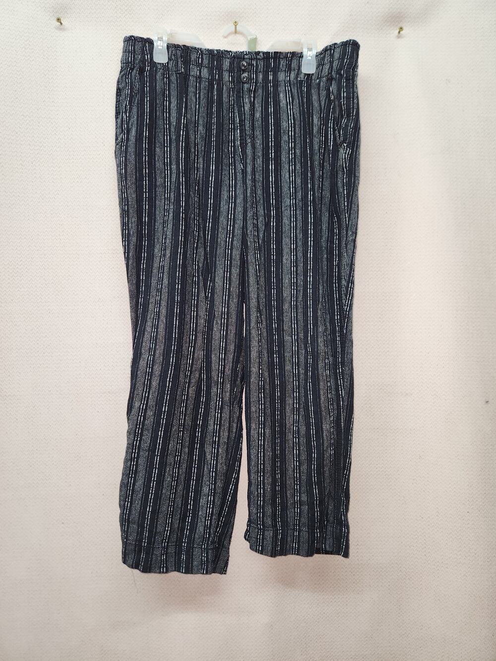 Briggs black with white stripe linen blend pants